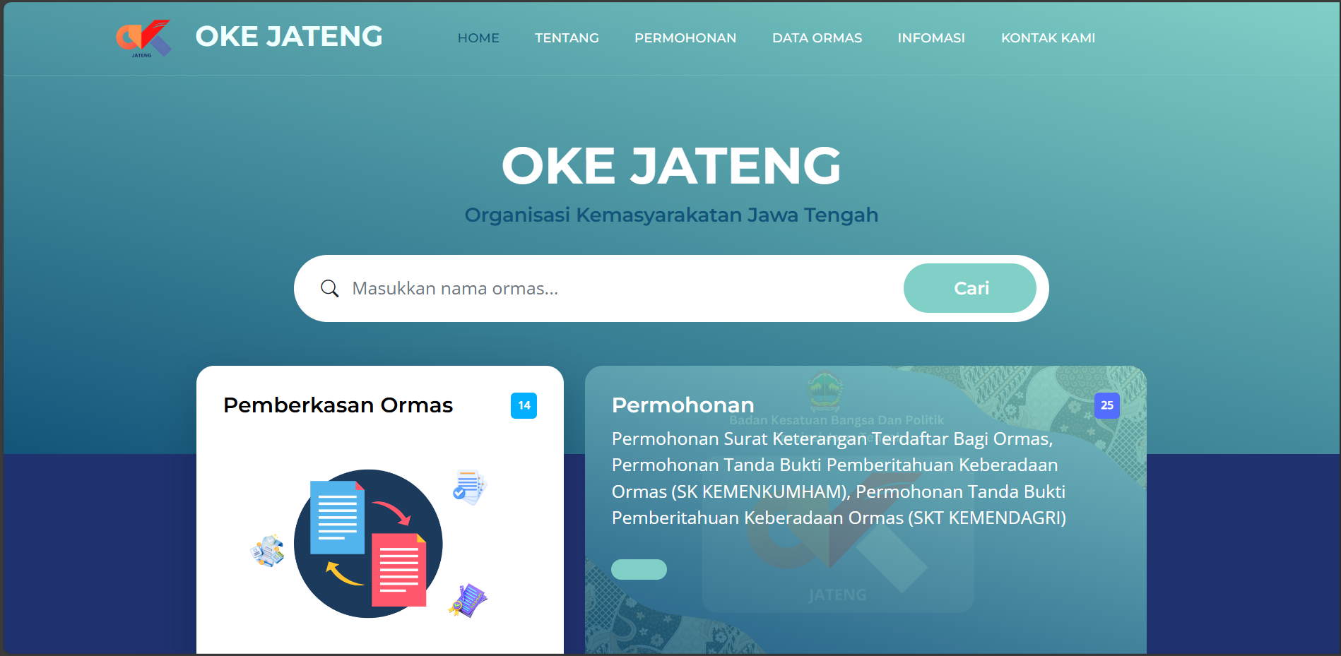 Sistem Informasi Manajemen Organisasi Masyarakat (Ormas) Jawa Tengah