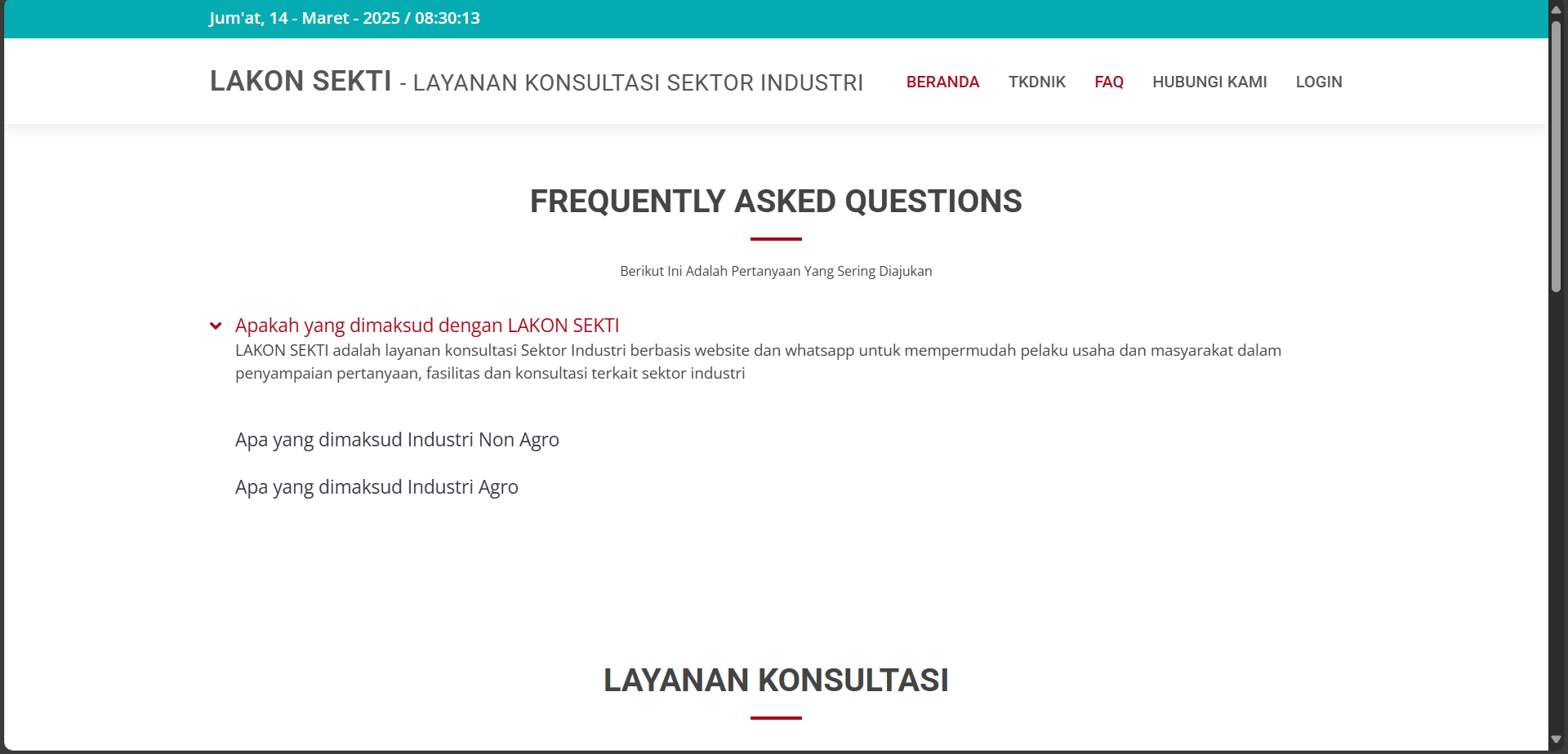 Aplikasi Layanan Konsultansi Sektor Industri (Lakon Sekti) Jawa Tengah