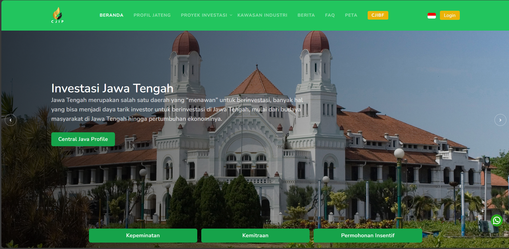 Aplikasi Central Java Investment Platform (CJIP) Jawa Tengah